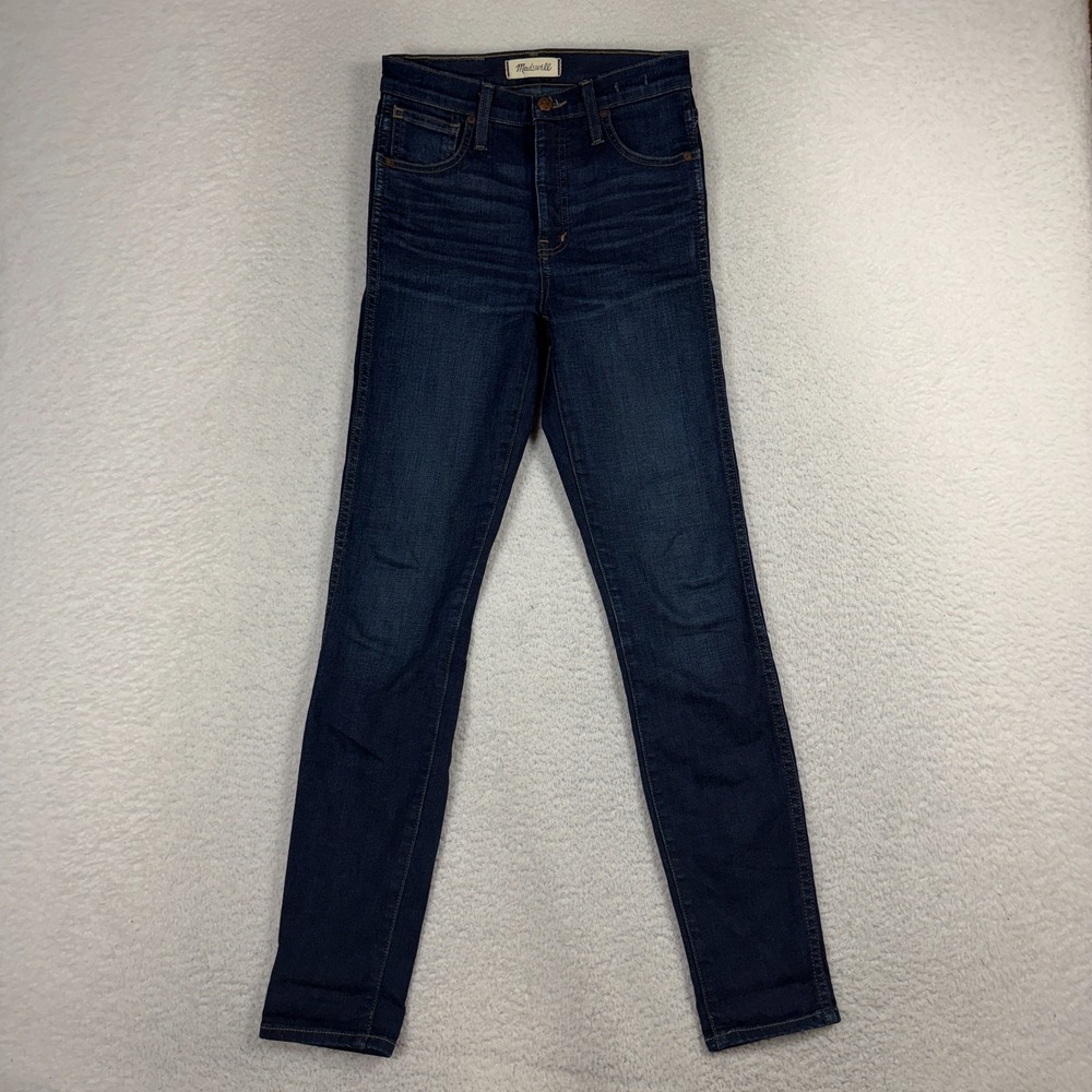 Madewell Women's 24 (25x27.5) High Rise Skinny Jeans 10" Dark Blue EUC Stretch